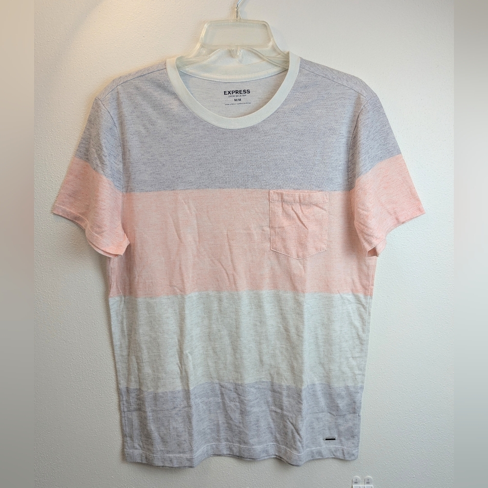 Express Men's T Shirt Striped Color Block Size M